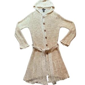 Vintage BCBGMaxAzria Cream Chunky Knit Hooded Cardigan